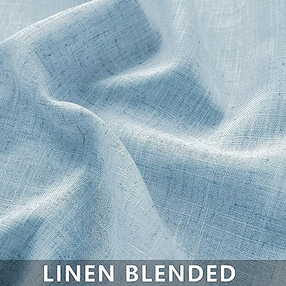 Mrs.Naturall Light Blue Curtains 63 Inch Length, Back Tab Summer Ocean Themed Airy Semi Sheer Linen Window Curtains for Living Room Bedroom Nursery 2 Panel Set, Baby Sky Blue - color: Light Blue, size: 52"W x 63"L (Pack of 2)