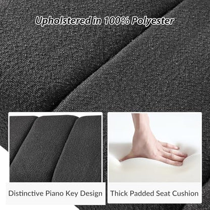 55" Upholstered End of Bed Bench with Rubber Wood Legs,Entryway Ottoman with Thick Padded Cushion for Bedroom and Living Room，Black - color: Black
