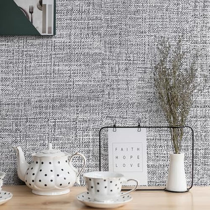 Grey Grasscloth Peel and Stick Wallpaper 17.3"x120" Faux Linen Textured Contact Paper Removable Self Adhesive Vinyl Wallpaper for Bedroom Bathroom Kitchen Cabinets - color: Gray, size: 17.3" x 120"