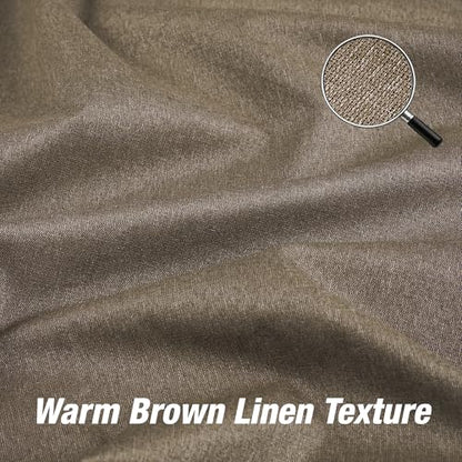KangBang Full Blackout Brown Linen Curtains 84 Inches Long 2 Panels | 100% Black Out Drapes, Thermal Insulated, Light Blocking, Double-sided Linen, Grommet, For Bedroom Living Room, 52x84 Inch - color: Brown, size: 52"W x 84"L (Pack of 2)