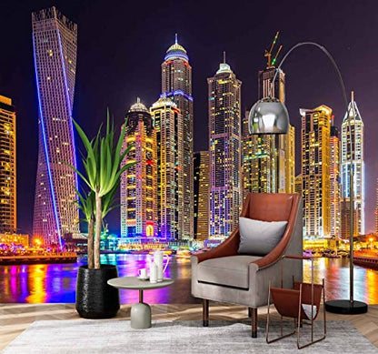 Reyhui Mural Wallpaper Large City Night View | 151"x105" Not Peel and Stick Wall Mural for Bedroom Living Room TV Background Sofa Wall - color: MURAL-012, size: 151" x 105"