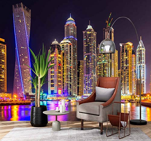 Reyhui Mural Wallpaper Large City Night View | 151"x105" Not Peel and Stick Wall Mural for Bedroom Living Room TV Background Sofa Wall - color: MURAL-012, size: 151" x 105"
