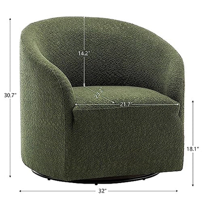 KINWELL 32" Wide Modern Boucle Swivel Barrel Chairs Set of 2, No Assembly Round Upholstered Swivel Accent Armchairs for Living Room, Bedroom (Green) - color: Green, style: Set of 2