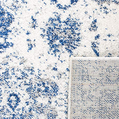 SAFAVIEH Madison Collection Runner Rug - 2'3" x 8', White & Royal Blue, Boho Chic Distressed Design, Non-Shedding & Easy Care, Ideal for High Traffic Areas in Living Room, Bedroom (MAD611C) - color: White/Royal Blue, size: 2'3" x 8' (Runner)