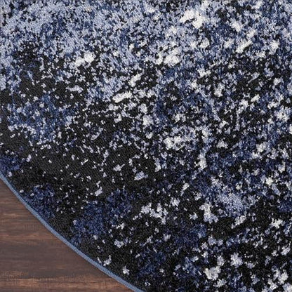 Nourison Home Passion Light Blue Black 4' x Round Area Rug - Easy Clean, Non Shedding, Bed Room, Living Room, Dining Room, Kitchen (4' x Round) - color: Light Blue Black, size: 4' (Round)