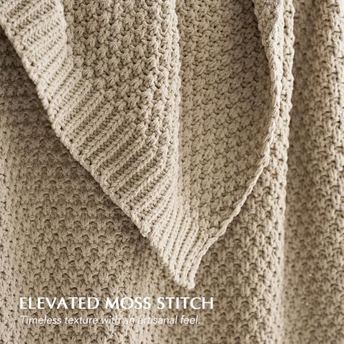 EVERGRACEHOME Chunky Chenille Knit Throw Blanket, 60 x 80, Sand Dune | Sculpted Moss Stitch, Chic Modern Farmhouse, All-Season Warmth, OEKO-TEX® Certified, Elegant Blanket for Couch, Bed, Sofa - color: Sand Dune, size: 60" X 80"