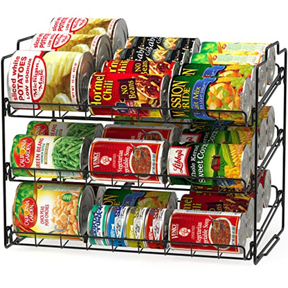Deco Brothers Stackable Can Rack Organizer Holds Up to 36 Cans, Black | for Kitchen and Pantry - color: Black