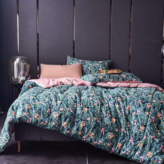 Cupocupa Duvet Cover Queen Size Set Boho Floral Pattern Duvet Cover Queen for Queen Size Bed Vintage Soft Bedding Leaf Print Paisley with Pillowcases - color: Green Floral Leaf Print, size: Queen