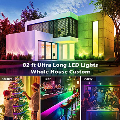 AILBTON Led Strip Lights,82ft Led Light Strips Music Sync Color Changing RGB Led Strip Built-in Mic,Bluetooth led Lights App Control with Remote,5050 RGB Rope Light Strip - size: 82FT