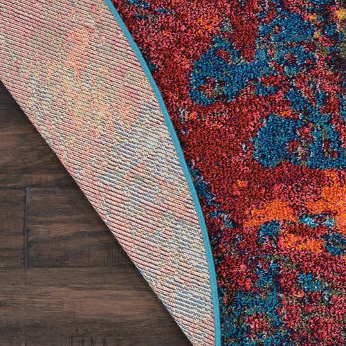 Nourison Home Celestial Atlantic 4' x Round Area Rug - Easy Clean, Non Shedding, Bed Room, Living Room, Dining Room, Kitchen (4' x Round) - color: Atlantic, size: 4' (Round)