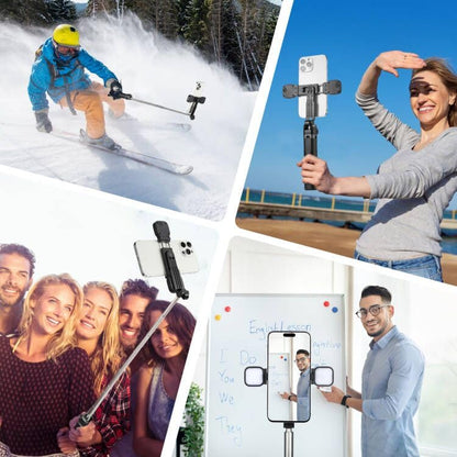 MQOUNY Mini iPhone Tripod Stand & Selfie Stick with Wireless Remote & Removable Light, Extendable Stand 360 Rotation Compatible with iPhone & Android Samsung (Black) - color: Black