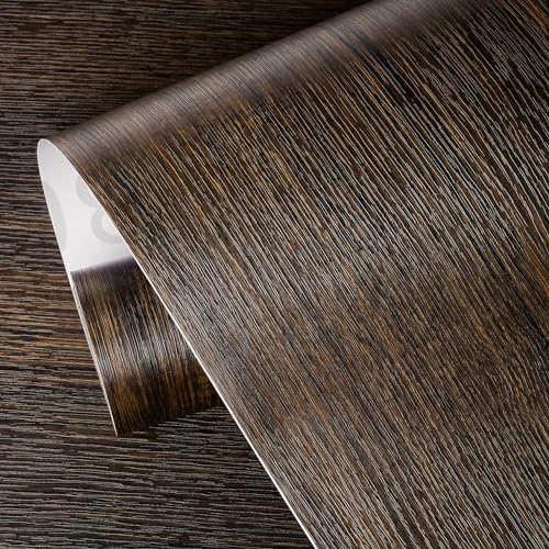 ReWallpaper Brown Wood Contact Paper 17.7x276 Thick Walnut Wood Grain Peel and Stick Countertops Kitchen Cabinets Counter Top Covers Self Adhesive Waterproof Wallpaper Vinyl for Table Desk Shelf Wrap - size: 17.7" x 276"