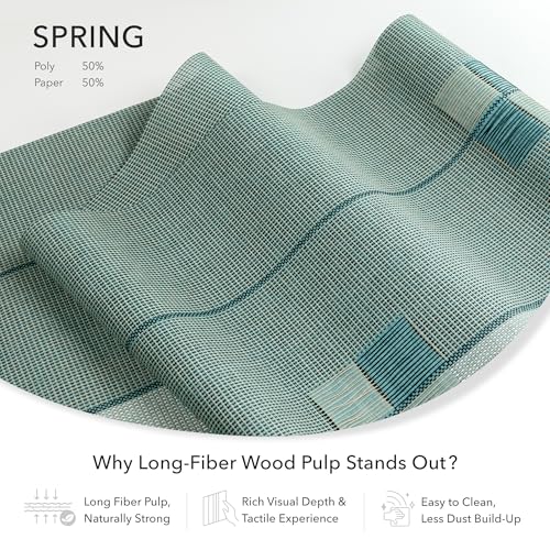 Panel Blinds Room Divider 45.8"-86" x 96", Spring | Woven Fabric Room Divider Panels for Closets and Windows with Adjustable Track and Trim-to-Fit Height - color: Spring