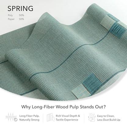 Panel Blinds Room Divider 45.8"-86" x 96", Spring | Woven Fabric Room Divider Panels for Closets and Windows with Adjustable Track and Trim-to-Fit Height - color: Spring