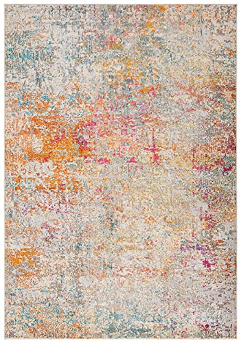 SAFAVIEH Madison Collection Accent Rug - 2'2" x 4', Grey & Turquoise, Modern Abstract Design, Non-Shedding & Easy Care, Ideal for High Traffic Areas in Entryway, Living Room, Bedroom (MAD460G) - color: Grey/Turquoise, size: 2'2" x 4' (Rectangular)