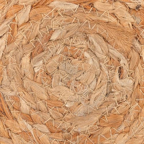 Decor Therapy Round Pouf Ottoman Footrest, Natural Jute Woven, Boho Pouf, Bohemian Style Casual Seating for Living Room, Bedroom, Patio Decor 19"x 19"x 10.5"