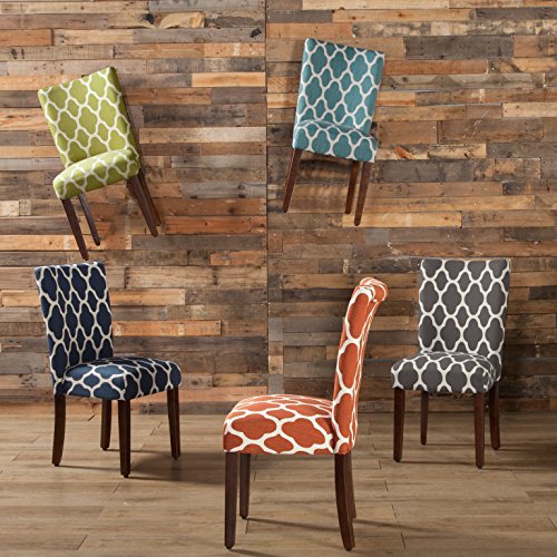 HomePop Parsons Classic Upholstered Accent Dining Chair, Set of 2, Teal and Cream Geometric - color: Teal and Cream, style: Pack of 2