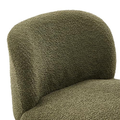 Christopher Knight Home Modern Low Profile Accent Chair for Living Room, Boucle Upholstered Armless Chair with Rubberwood Legs, Comfy Lounge Armchair, Plush Cloud-Like Seating for Bedroom, Olive Green - color: Olive Green