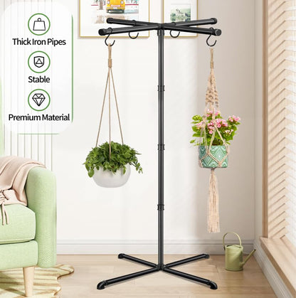 Plant Hanger Indoor, 59" Tall Hanging Plant Stand Heavy Duty Metal Indoor Plant Hanger Stand Hanging Plant Holder with 8 Hooks Hanging Planters for Indoor Plants Bedroom Living Room Balcony