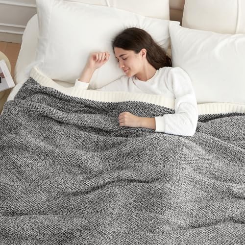 Snuggle Sac Super Soft & Reversible Heather Black Throw - Oversized Cozy Knit Blanket for Bed, Sofa, Living Room, Twin Size (60x80 Inches) - color: Heather Black, size: Twin (60"x80")