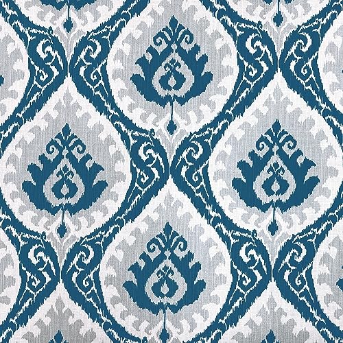 HomePop 22" Modern Rectangular Storage Ottoman - Blue Ikat Medallion Print - color: Blue Ikat Medallion Print