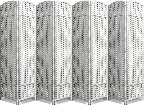 Sorbus 8 Panel Room Divider 6 ft. Tall - Privacy Screen, Extra Wide Double Hinged Panels, Mesh Hand-Woven Design, Partition Room Dividers and Folding Privacy Screens, Wall Divider for Room Separation - color: White, size: 8 Panel