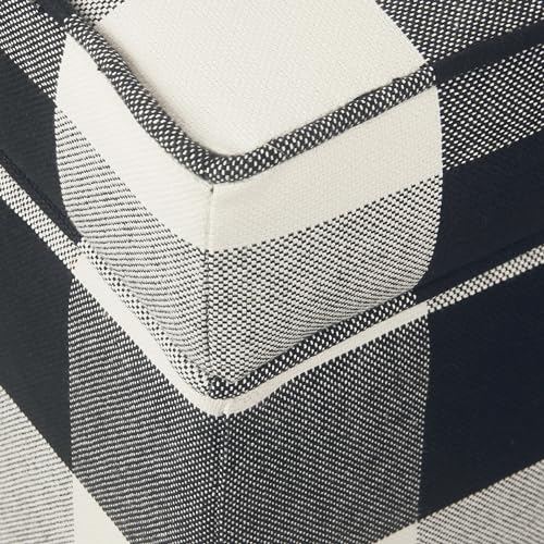 HomePop 18" Classic Square Storage Ottoman - Black Plaid - color: Black