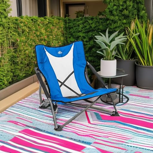 Cascade Mountain Tech Folding Camp Chair for Camping, Beach, Picnic, Barbqeues, Sporting Events with Carry Bag - color: Royal Blue