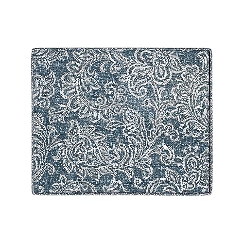 Spatial Order 22" Dinah Collection Storage Ottoman - Blue Denim Jacobean Print - color: Blue Denim Jacobean Print