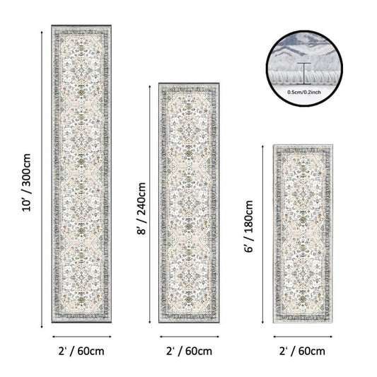2x10 Non-Slip Washable Boho Kitchen Runner Rug | Faux cashmere, barefoot comfort, slip-resistant on tile/wood, machine washable, versatile use for kitchen, hallway, entryway - color: Beige, size: 2'x10' Extra Long