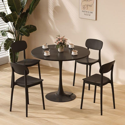23.6 Inches Round Dining Table, MDF Kitchen Table With Metal Pedestal Base | Smooth MDF Surface, Cylindrical Metal Pedestal, Easy Assembly, For Kitchens And Small Dining Areas - color: Black, size: 23.6 Inches