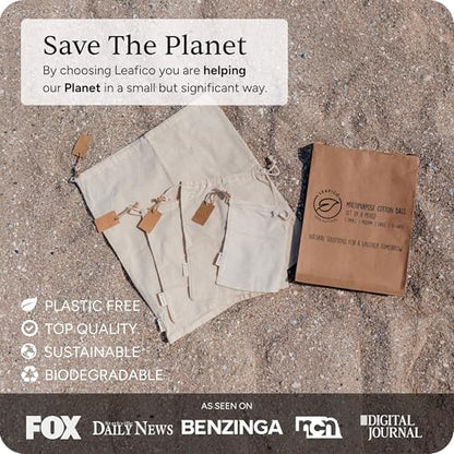 Muslin Cloth Bags with Drawstrings - Set of 8 (S, M, L, XL) - Reusable Natural Cotton Bags for Bulk Food Storage - Canvas Fabric Sachets - size: Set of 8 Mixed (S,M,L,XL)