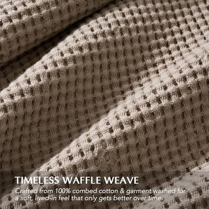 100% Cotton Waffle Coverlet Set, Queen Size, Truffle Taupe Brown | Soft Premium Waffle Weave Cotton Bed Blanket, Lightweight Oversized Bedspread, All Season 3-Piece Bedding Set with 2 Shams - color: Truffle Taupe Brown, size: Full/Queen (92" X 96")