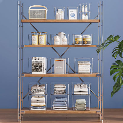 4 Large Lidded Plastic container, Clear Stackable Storage Boxes for Cabinets, Organization and Storage for Shelves Office Bathroom - size: 4Large