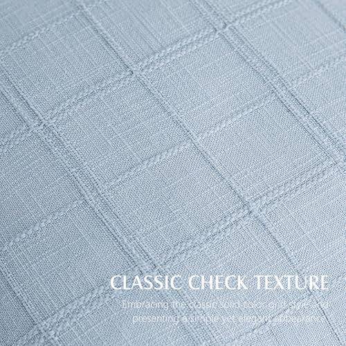 Foindtower Set of 1 Decorative Linen Check Throw Pillow Cover Neutral Farmhouse Vintage Cushion Cover Modern Boho Accent Home Decor for Sofa Chair Couch Bedroom Living Room,16×16 Inch,Sky Blue - color: Sky, size: 16" x 16" (Pack of 1)