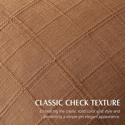Foindtower Set of 1 Decorative Linen Check Throw Pillow Cover Neutral Farmhouse Vintage Cushion Cover Modern Boho Home Decor for Sofa Chair Couch Bedroom Living Room,16×16 Inch,Orange - color: Autumnal, size: 16" x 16" (Pack of 1)
