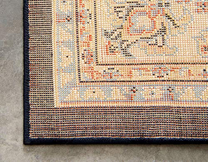 Unique Loom Sialk Hill Collection Area Rug - Washington (2' 2" x 3' 1" Rectangle, Navy Blue/ Cream) - color: Navy Blue/Cream, size: 2'2" x 3'1" (Rectangular)