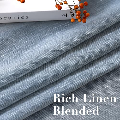 H.VERSAILTEX Linen Curtains Nickel Grommet Natural Linen Semi-Sheer Curtains 2 Panels Privacy Added Premium Soft Rich Material Drapes for Bedroom/Living Room - 52x54 - Inch - Denim - color: Denim, size: 52"W x 54"L (Pack of 2)