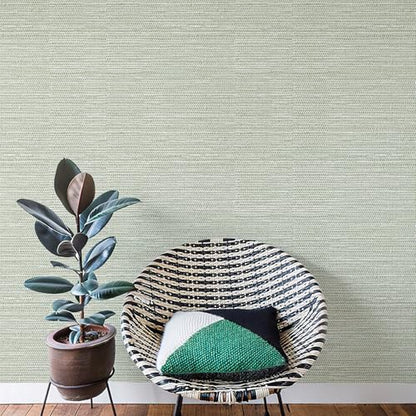 HueBurst Green Grasscloth Peel and Stick Wallpaper 17.3" x 394" Renter Friendly Neutral Textured Grassweave Wallpaper Self Adhesive Removable for Bathroom Bedroom - color: Neutral, size: 17.3" x 394"