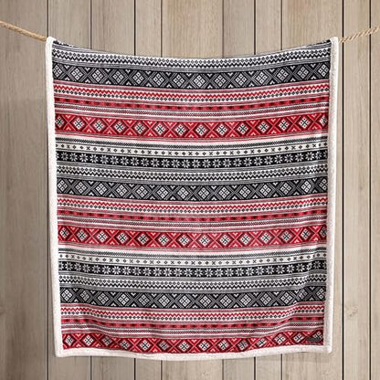 Eddie Bauer - Throw Blanket, Brushed Fleece & Plush Sherpa Soft Bedding, Blanket for Couch & Bed (Fair Isle Black, 50" x 60") - color: Fair Isle Black, size: 50" x 60"