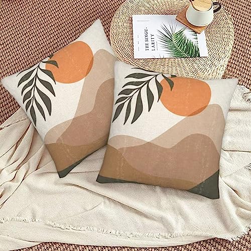 Mid Century Abstact Sunset Boho Pillow Covers 18x18 Set of 2 | Farmhouse Modern Decorative Throw Pillow Covers Outdoor Geometric Cushion Case for Couch Sofa Home Decor - color: Boho1, size: 18" x 18" (Pack of 2)