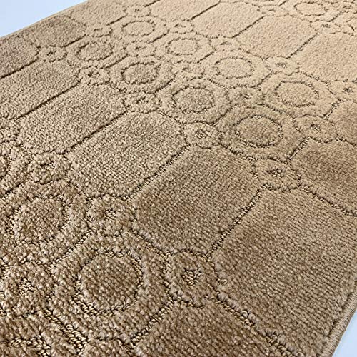 REMNAZ Custom Fit Runner Rug with Full Rubber Non-Skid Backing | Low Profile and Tractional Softness | Stain Resistant and Washable | Cut to Size Non-Slip Carpet by Foot, Doormat Size 3 ft, Gold Tan - color: Art / Tan, size: 2'1" x 3' (Rectangular)