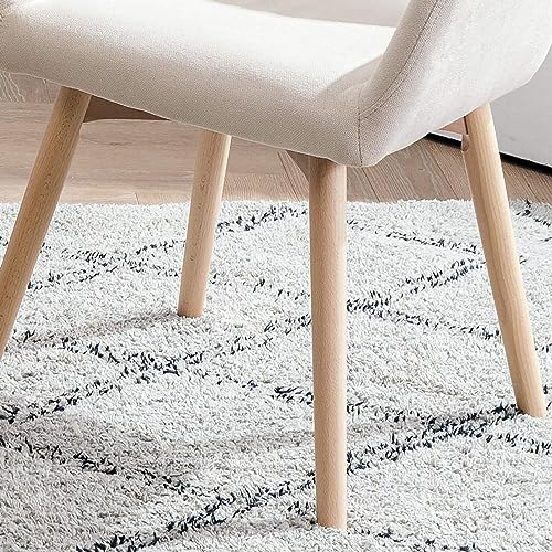 Desk Chair No Wheels Vanity Chair Comfy Accent Chair for Living Dining Room Bedroom Home Office Mid Century Modern Upholstered Armchair Sofa Chair (Beige, 1) - color: Beige