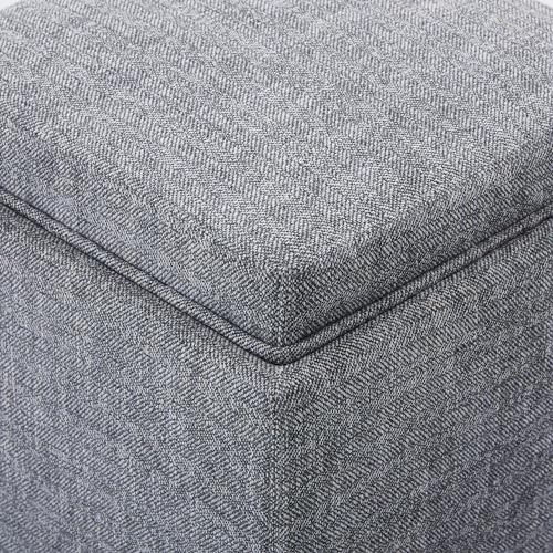 CHITA Storage Ottoman Cube with Tray Lid, Small Footstool with Storage, Square End Table for Living Room and Bedroom, Fabric in Pebble Grey - color: Pebble Grey