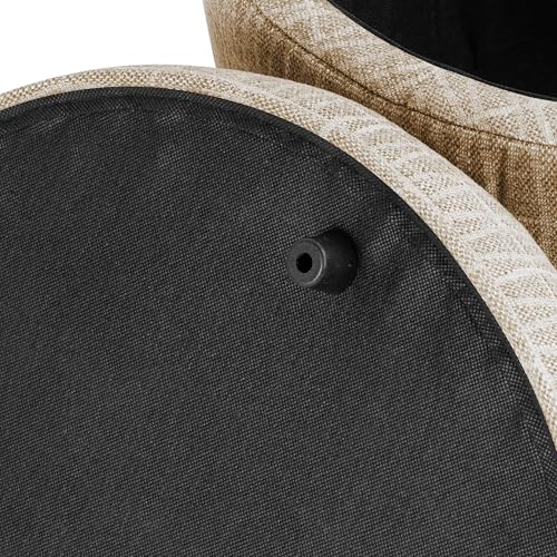 HomePop 19" Round Storage Ottoman - Tan Geometric Pattern - color: Tan Geometric Pattern