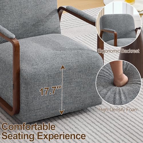 32" Chenille Upholstered Swivel Accent Chairs Set of 2, 360° Rotating Metal Base Modern Lounge Chair with Wooden Armrests for Living Room Bedroom, Grey - color: Grey, size: 2 Pack