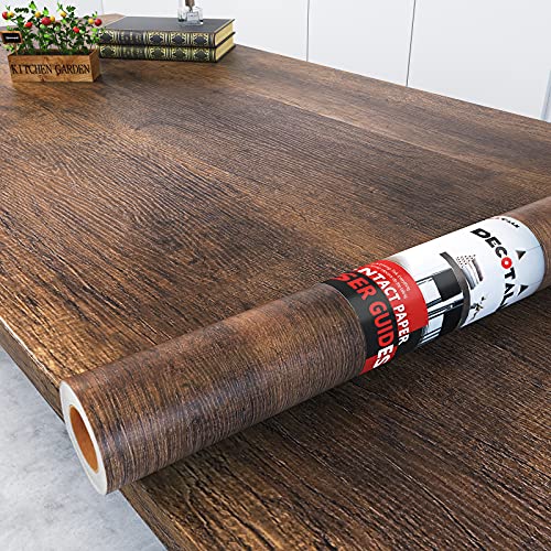 Wood Contact Paper Wood Grain Contact Paper for Cabinets Wood Wallpaper Peel and Stick Brown Wood Wallpaper for Walls Removable 17.7"x120" Self Adhesive Faux Wood Vinyl Wrap Roll - size: 17.7" x 120"