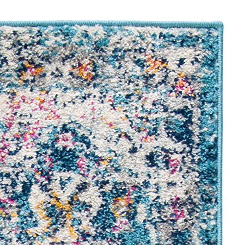 SAFAVIEH Madison Collection Runner Rug - 2'3" x 8', Navy & Teal, Boho Chic Distressed Design, Non-Shedding & Easy Care, Ideal for High Traffic Areas in Living Room, Bedroom (MAD611N) - color: Navy/Teal, size: 2'3" x 8' (Runner)