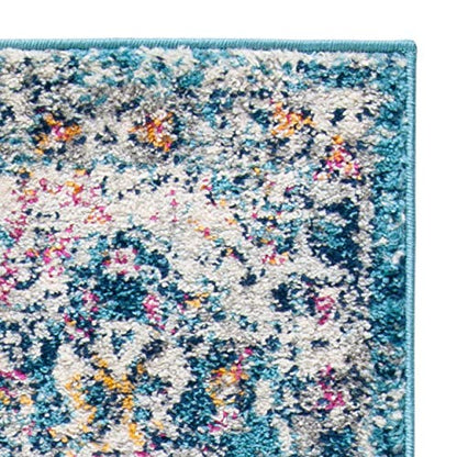 SAFAVIEH Madison Collection Runner Rug - 2'3" x 8', Navy & Teal, Boho Chic Distressed Design, Non-Shedding & Easy Care, Ideal for High Traffic Areas in Living Room, Bedroom (MAD611N) - color: Navy/Teal, size: 2'3" x 8' (Runner)