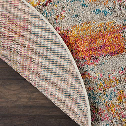 Nourison Home Celestial Sealife 4' x Round Area Rug - Easy Clean, Non Shedding, Bed Room, Living Room, Dining Room, Kitchen (4' x Round) - color: Sealife, size: 4' (Round)